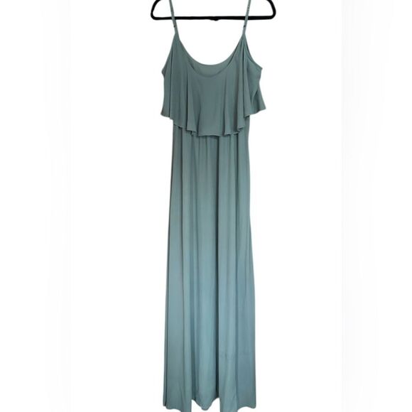 Show Me Your MuMu Blue/Gray/Green Caitlin Ruffled Maxi Dress. Size Large - Picture 3 of 8